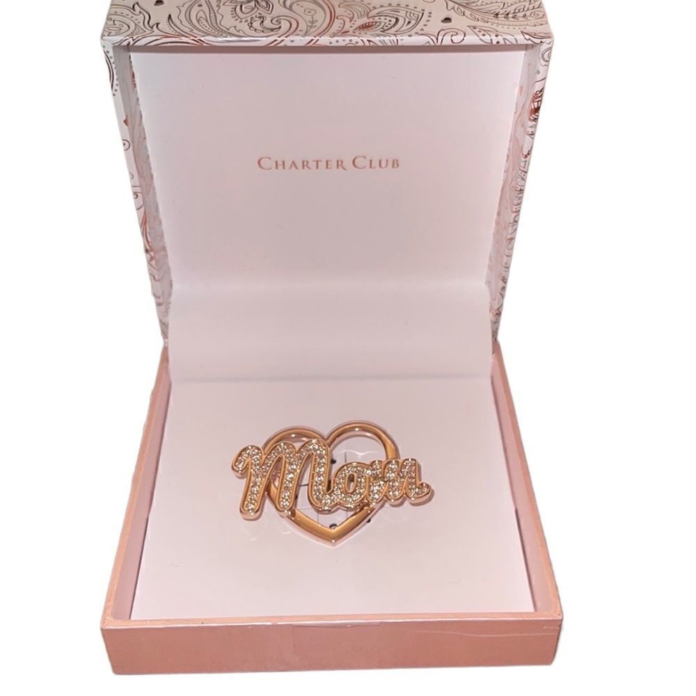 NIB Charter Club gold tone hear mom brooch